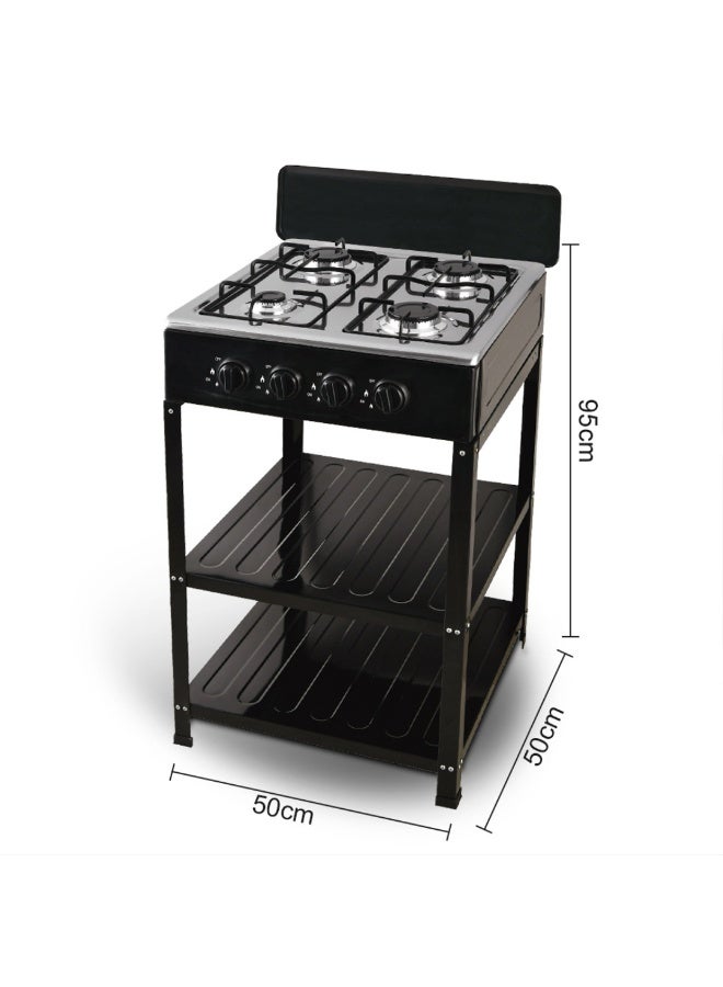 لوحة موقد غاز بأربعة شعلات | موقد غاز منزلي موفر للطاقة يعمل بالغاز المسال، مزود بنظام حماية من انطفاء اللهب وسطح زجاجي مقوى - Image 2